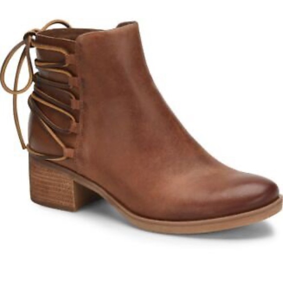 KORKS | Belaya Brown Leather Lace Up Back Ankle Boots |Women Size 8 - Picture 1 of 9